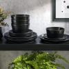 imageGibson Soho Lounge Sofia Coupe Stoneware Dinnerware Set Service for 4 12pcs BlackBlack