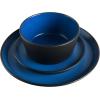 imageGibson Soho Lounge Sofia Coupe Stoneware Dinnerware Set Service for 4 12pcs BlackBlue