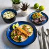 imageGibson Soho Lounge Sofia Coupe Stoneware Dinnerware Set Service for 4 12pcs BlackBlue