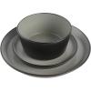 imageGibson Soho Lounge Sofia Coupe Stoneware Dinnerware Set Service for 4 12pcs BlackGray