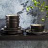 imageGibson Soho Lounge Sofia Coupe Stoneware Dinnerware Set Service for 4 12pcs BlackGray