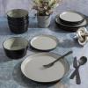 imageGibson Soho Lounge Sofia Coupe Stoneware Dinnerware Set Service for 4 12pcs BlackGray