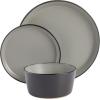 imageGibson Soho Lounge Sofia Coupe Stoneware Dinnerware Set Service for 4 12pcs BlackGray