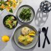 imageGibson Soho Lounge Sofia Coupe Stoneware Dinnerware Set Service for 4 12pcs BlackGray