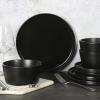 imageGibson Soho Lounge Sofia Coupe Stoneware Dinnerware Set Service for 4 12pcs BlackMatte Black