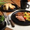 imageGibson Soho Lounge Sofia Coupe Stoneware Dinnerware Set Service for 4 12pcs BlackMatte Black