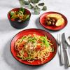 imageGibson Soho Lounge Sofia Coupe Stoneware Dinnerware Set Service for 4 12pcs BlackRed