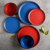 imageGibson Soho Lounge Sofia Coupe Stoneware Dinnerware Set Service for 4 12pcs BlackRed