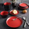 imageGibson Soho Lounge Sofia Coupe Stoneware Dinnerware Set Service for 4 12pcs BlackRed