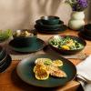 imageOprahs Favorite Things  Santorini Mist Double Bowl Terracotta Reactive Glaze Plates and Bowls Dinnerware Set  Amber Service for Four 16pcsAgave Blue