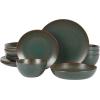 imageOprahs Favorite Things  Santorini Mist Double Bowl Terracotta Reactive Glaze Plates and Bowls Dinnerware Set  Amber Service for Four 16pcsAgave Blue