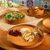 imageOprahs Favorite Things  Santorini Mist Double Bowl Terracotta Reactive Glaze Plates and Bowls Dinnerware Set  Amber Service for Four 16pcsAmber
