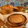 imageOprahs Favorite Things  Santorini Mist Double Bowl Terracotta Reactive Glaze Plates and Bowls Dinnerware Set  Amber Service for Four 16pcsAmber