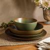 imageOprahs Favorite Things  Santorini Mist Double Bowl Terracotta Reactive Glaze Plates and Bowls Dinnerware Set  Amber Service for Four 16pcsCardamom Green