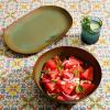 imageOprahs Favorite Things  Santorini Mist Double Bowl Terracotta Reactive Glaze Plates and Bowls Dinnerware Set  Amber Service for Four 16pcsCardamom Green