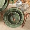 imageOprahs Favorite Things  Santorini Mist Double Bowl Terracotta Reactive Glaze Plates and Bowls Dinnerware Set  Amber Service for Four 16pcsCyprus Green