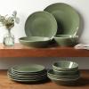 imageOprahs Favorite Things  Santorini Mist Double Bowl Terracotta Reactive Glaze Plates and Bowls Dinnerware Set  Amber Service for Four 16pcsCyprus Green