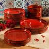 imageOprahs Favorite Things  Santorini Mist Double Bowl Terracotta Reactive Glaze Plates and Bowls Dinnerware Set  Amber Service for Four 16pcsGarnet Red