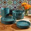 imageOprahs Favorite Things  Santorini Mist Double Bowl Terracotta Reactive Glaze Plates and Bowls Dinnerware Set  Amber Service for Four 16pcsJade