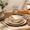 imageOprahs Favorite Things  Santorini Mist Double Bowl Terracotta Reactive Glaze Plates and Bowls Dinnerware Set  Amber Service for Four 16pcsMarble Dawn Cream