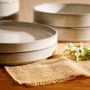 imageOprahs Favorite Things  Santorini Mist Double Bowl Terracotta Reactive Glaze Plates and Bowls Dinnerware Set  Amber Service for Four 16pcsMoonstone White