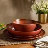 imageOprahs Favorite Things  Santorini Mist Double Bowl Terracotta Reactive Glaze Plates and Bowls Dinnerware Set  Amber Service for Four 16pcsPaprika Red