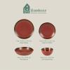 imageOprahs Favorite Things  Santorini Mist Double Bowl Terracotta Reactive Glaze Plates and Bowls Dinnerware Set  Amber Service for Four 16pcsPaprika Red
