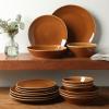 imageOprahs Favorite Things  Santorini Mist Double Bowl Terracotta Reactive Glaze Plates and Bowls Dinnerware Set  Amber Service for Four 16pcsTerracotta Canyon
