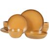 imageOprahs Favorite Things  Santorini Mist Double Bowl Terracotta Reactive Glaze Plates and Bowls Dinnerware Set  Amber Service for Four 16pcsTumeric Yellow