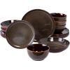 imageGibson Elite Edwina Double Bowl Dinnerware SetDark Green Service for 4 16pcs