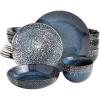 imageGibson Elite Matisse 16 Piece Double Bowl Dinnerware Set Cobalt Blue Service for 4 16pcs