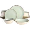 imageGibson Elite Rhinebeck Double Bowl Dinnerware Set Service for 4 16pcs White and BlackMint