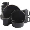 imageGibson Home 12733916R Zuma 16 Piece Round Kitchen Dishes Plates Bowls Mugs Dinnerware Sets Service for Four 16pcs YellowBlack