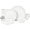 imageGibson Home Dinah 16 Piece Double Bowl Stoneware Embossed Speckled Dinnerware Set  Matte WhiteWhite