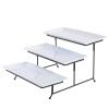 imageGibson Home Gracious Dining Dinnerware 3Tier Rectangle Plate Set with Metal Stand White