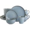 imageGibson Home Rockaway 12Piece Dinnerware Set Service for 4 Grey Matte Matte BlueGold Rim