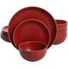 imageGibson Home Rockaway 12Piece Dinnerware Set Service for 4 Grey Matte Matte Red