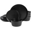imageGibson Soho Lounge Sofia Coupe Stoneware Dinnerware Set Service for 4 12pcs BlackBlack