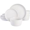 imageGibson Soho Lounge Sofia Coupe Stoneware Dinnerware Set Service for 4 12pcs BlackWhite w Speckle