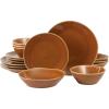 imageOprahs Favorite Things  Santorini Mist Double Bowl Terracotta Reactive Glaze Plates and Bowls Dinnerware Set  Amber Service for Four 16pcsTerracotta Canyon