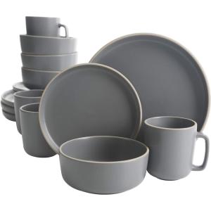 imageGibson Home 12733916R Zuma 16 Piece Round Kitchen Dishes Plates Bowls Mugs Dinnerware Sets Service for Four 16pcs YellowGray