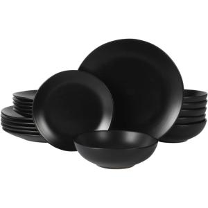 imageGibson Home 12733916R Zuma 16 Piece Round Kitchen Dishes Plates Bowls Mugs Dinnerware Sets Service for Four 16pcs YellowMatte Black Bethel
