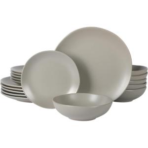 imageGibson Home 12733916R Zuma 16 Piece Round Kitchen Dishes Plates Bowls Mugs Dinnerware Sets Service for Four 16pcs YellowMatte Grey Bethel