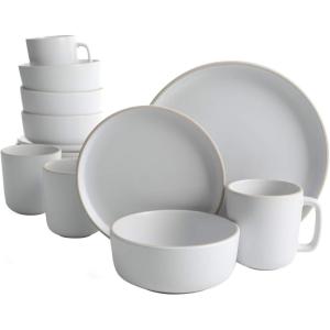 imageGibson Home 12733916R Zuma 16 Piece Round Kitchen Dishes Plates Bowls Mugs Dinnerware Sets Service for Four 16pcs YellowMatte White