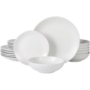 imageGibson Home 12733916R Zuma 16 Piece Round Kitchen Dishes Plates Bowls Mugs Dinnerware Sets Service for Four 16pcs YellowMatte White Bethel