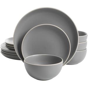 imageGibson Home Rockaway 12Piece Dinnerware Set Service for 4 Grey Matte Matte Grey