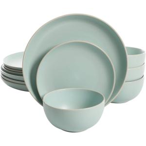 imageGibson Home Rockaway 12Piece Dinnerware Set Service for 4 Grey Matte Teal