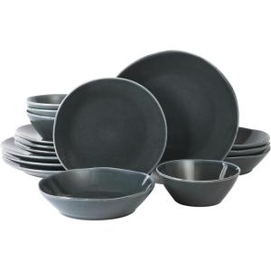 imageOprahs Favorite Things  Santorini Mist Double Bowl Terracotta Reactive Glaze Plates and Bowls Dinnerware Set  Amber Service for Four 16pcsLaguna Dawn