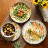 imageCassia Bud 16 Piece Double Bowl Hand Painted Stoneware Plates and Bowls Floral Dinnerware SetCassia Bud