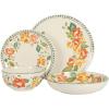 imageCassia Bud 16 Piece Double Bowl Hand Painted Stoneware Plates and Bowls Floral Dinnerware SetCassia Bud